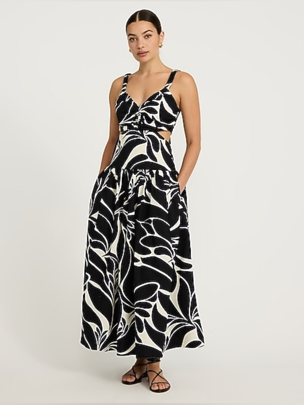 Express Black & White Cutout Maxi Dress
